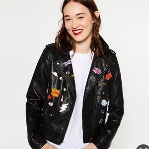 Zara faux leather jacket with pins size small